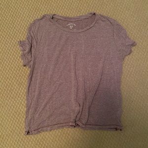 Aeropostale Cropped Tee Maroon with White Stripes
